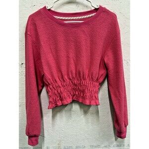 Maeve by Anthropologie boat neck hot pink textured smocked Xsmall crop top